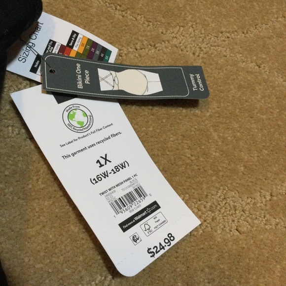 Terra & Sky NWT Twist with Mesh Inset One-Piece Swimsuit, 1X (16W-18W) - Picture 7 of 14